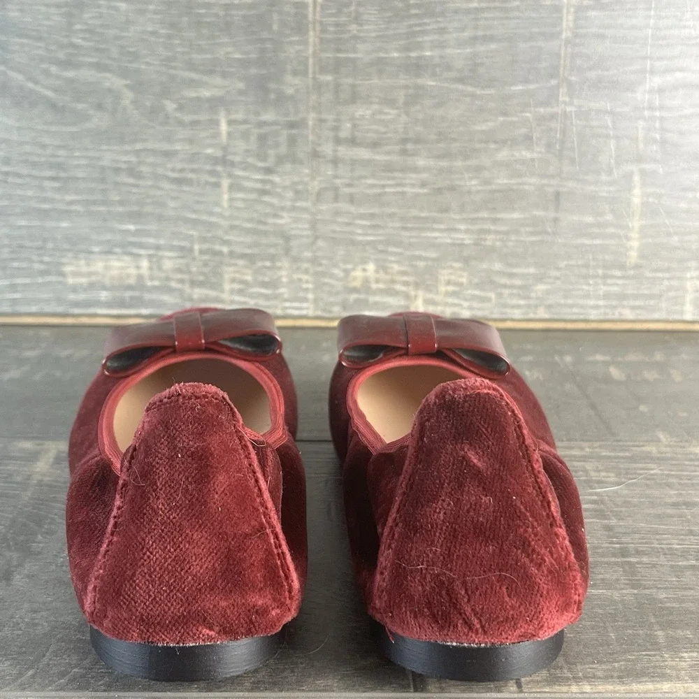 Marianitas Velvet Ballet Flats Burgundy Bow Girls US 3 Spain